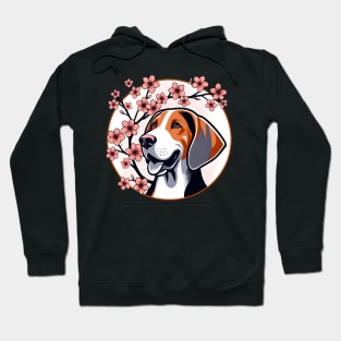 American English Coonhound Enjoys Spring Cherry Blossoms Hoodie